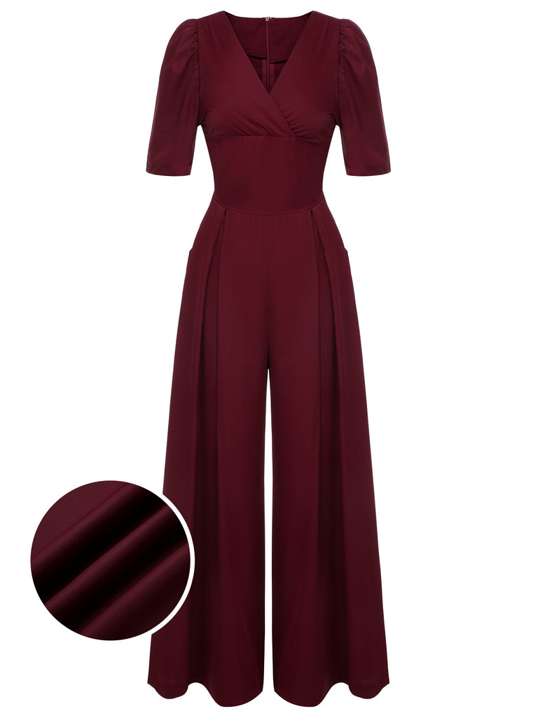 This 1930s Puff Short Sleeve Wide Leg Jumpsuit whispers 1930s secrets to those who notice