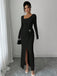 1930s Ribbed Long Sleeve Split Dress - vintage dress, retro fashion
