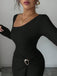 1930s Ribbed Long Sleeve Split Dress - vintage dress, retro fashion