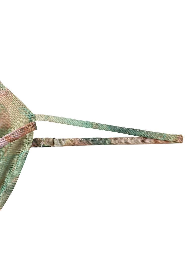 1930s Rose Print Fishbone Ruched Slit Dress