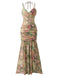 1930s Rose Print Fishbone Ruched Slit Dress - vintage dress, retro fashion