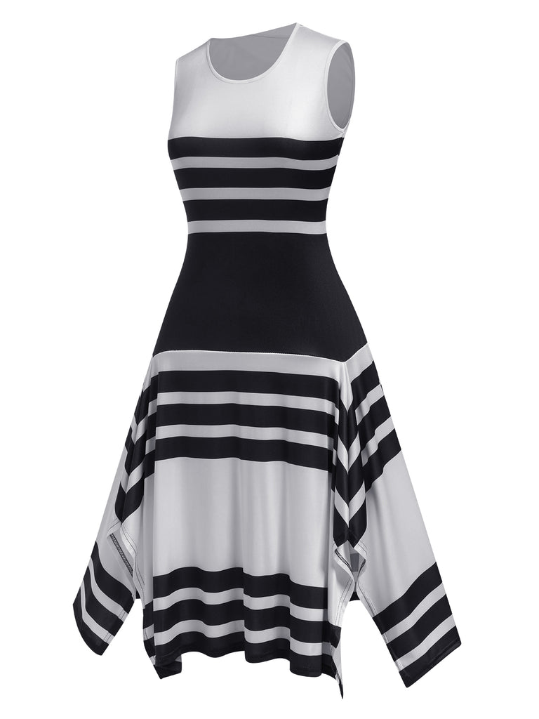 1930s Round Neck Sleeveless Striped Dress, vintage dress, retro fashion - perfect for women who love vintage and retro fashion