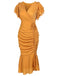 View 9: 1930s 1930s Ruffle Lace-up Fishtail Dress,