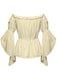 1930s Ruffled Bell Sleeve Off-Shoulder Solid Top - vintage fashion, retro style
