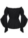 1930s Ruffled Bell Sleeve Off-Shoulder Solid Top - vintage fashion, retro style
