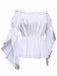 View 7: 1930s 1930s Ruffled Bell Sleeve Off-Shoulder Solid Top, perfect for retro themed parties, vintage fashion enthusiasts and special occasions