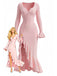 1930s Ruffled Button Side Slit Midi Dress - vintage dress, retro fashion