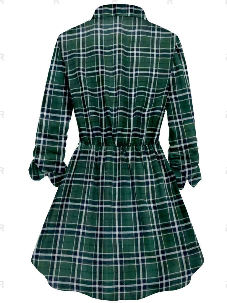 1930s Scottish Plaid Lapel Belt Blouse — vintage elegance for the modern woman