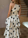 2PCS Beige 1930s Polka Dot Halter Sleeveless Top & Cake Skirt - vintage skirt, retro style