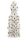 2PCS Beige 1930s Polka Dot Halter Sleeveless Top & Cake Skirt - vintage skirt, retro style