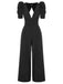 1930s Solid Deep V Puff Sleeves Jumpsuit, vintage romper, retro jumpsuit - perfect for women who love vintage and retro fashion