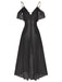 1930s Solid Mesh Ruffle Cold-Shoulder Slit Nightdress - vintage dress, retro fashion