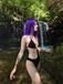 Black 1930s Solid Metal Chain Cutout Swimsuit, vintage swimsuit, pin-up swimwear - perfect for women who love vintage and retro fashion