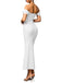 1930s Solid Off-Shoulder Bodycon Maxi Dress - vintage dress, retro fashion