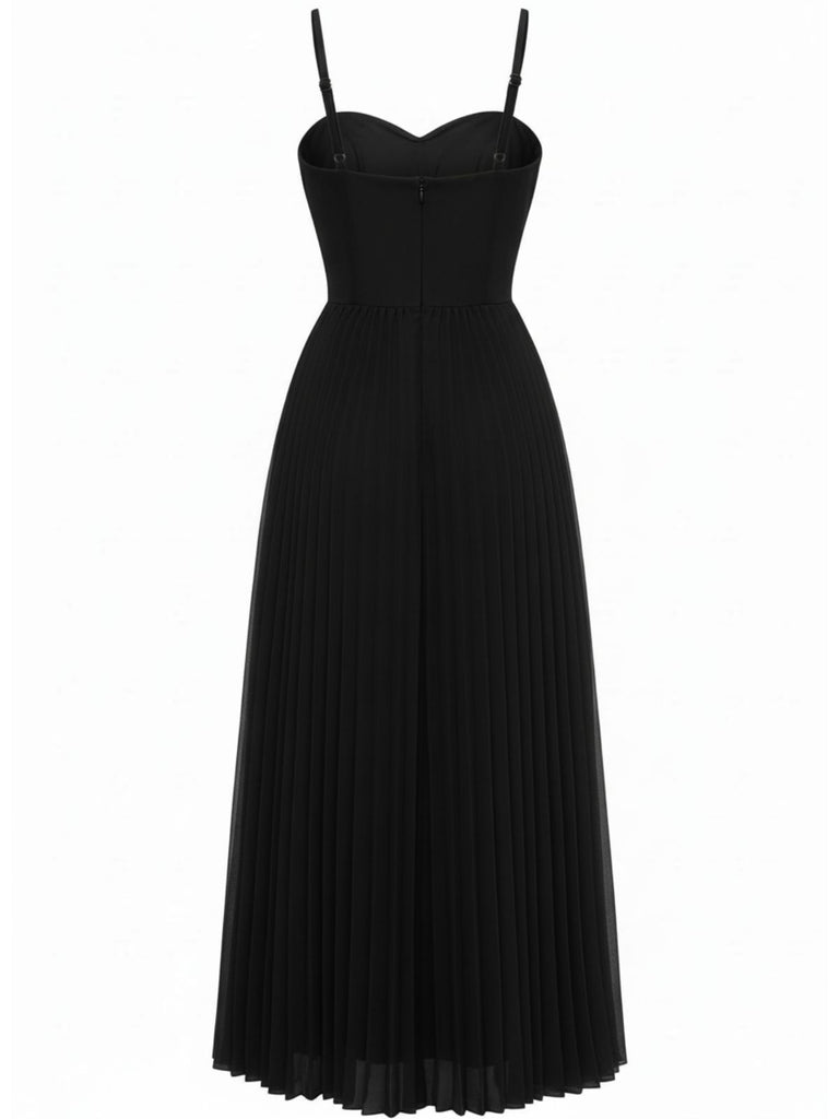 1930s Solid Pleated Strappy Evening Dress - vintage dress, retro fashion