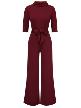 1930s Solid Rolled Collar Belted Jumpsuit, vintage romper, retro jumpsuit - perfect for women who love vintage and retro fashion