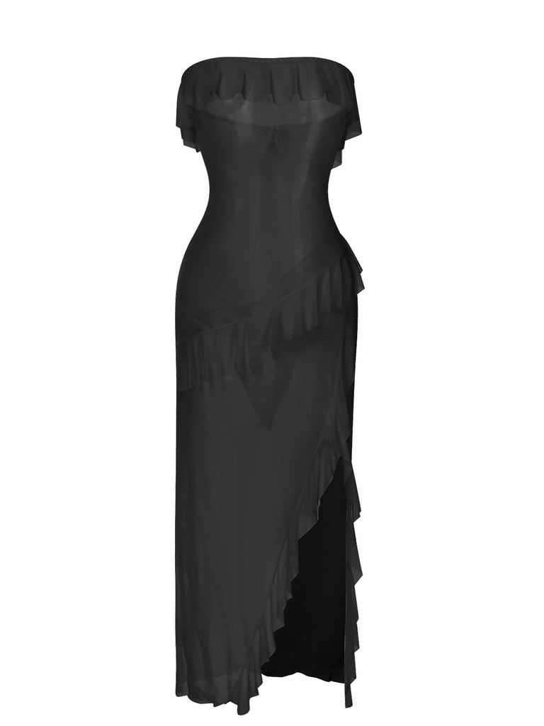 1930s Solid Ruffles Oblique Hem | 1930s | vintage dress, retro fashion