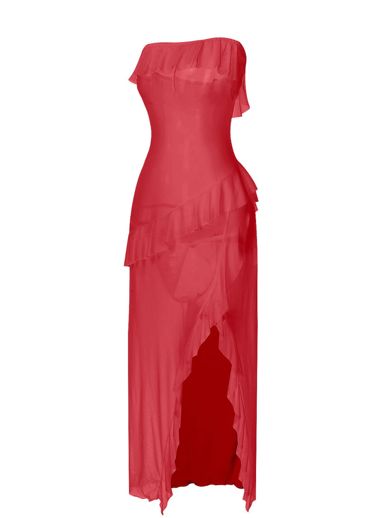 1930s Solid Ruffles Oblique Hem | 1930s | vintage dress, retro fashion