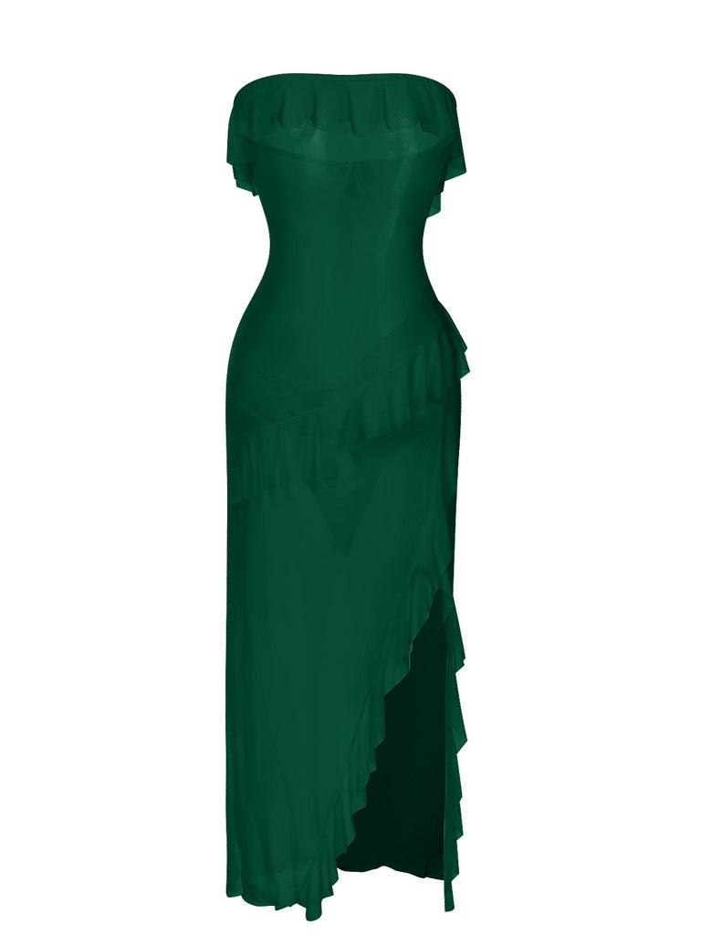 1930s Solid Ruffles Oblique Hem | 1930s | vintage dress, retro fashion