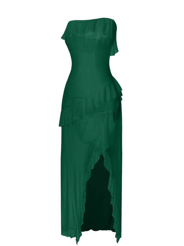 1930s Solid Ruffles Oblique Hem | 1930s | vintage dress, retro fashion