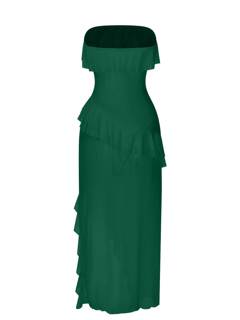 1930s Solid Ruffles Oblique Hem | 1930s | vintage dress, retro fashion