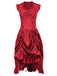 1930s Solid Ruffles Square Neck Steampunk Dress: where 1930s romance meets her modern spirit