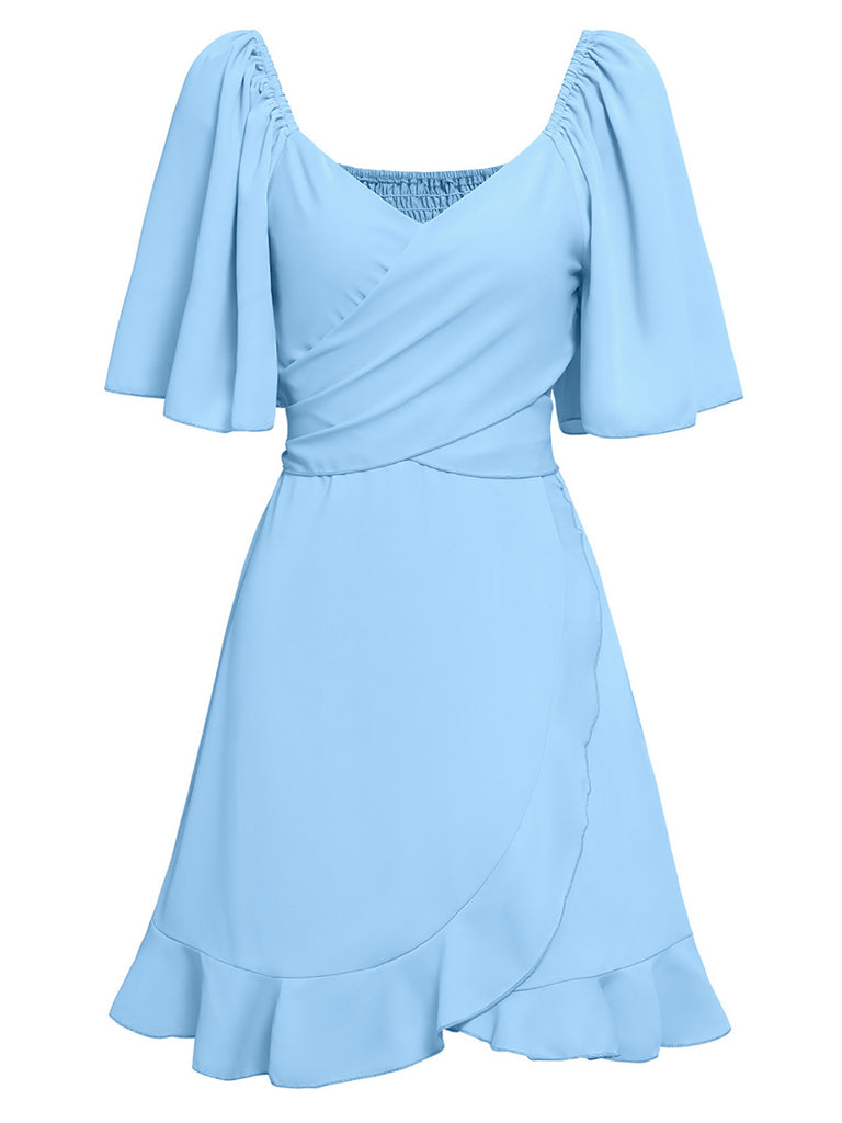 1930s Solid V-Neck Waist Ruffle Dress — the kind of 1930s dress that makes strangers smile