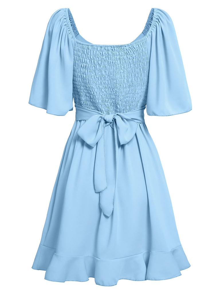 1930s Solid V-Neck Waist Ruffle Dress — a 1930s silhouette that turns sidewalks into runways