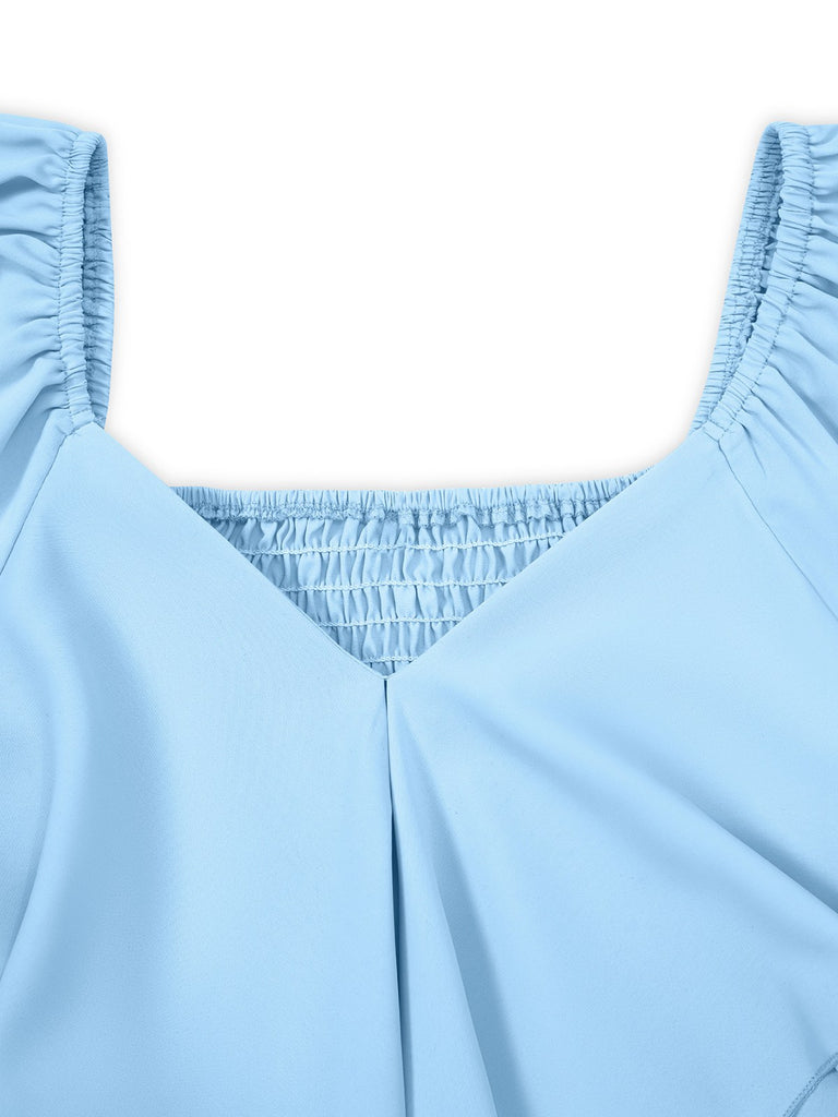 She slips into this 1930s Solid V-Neck Waist Ruffle Dress and suddenly it's a 1930s daydream