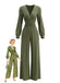 1930s Fitted Waist Spaghetti Strap Long Sleeve V-Neck Jumpsuit