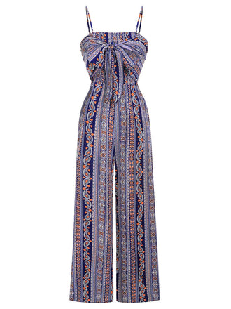 She finds her 1930s story in this 1930s Spaghetti Strap Lace-Up Bohemian Jumpsuit