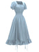 This 1930s Square Neck Wrinkles Puff Sleeves Dress wraps her in 1930s elegance, one twirl at a time