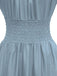 She slips into this 1930s Square Neck Wrinkles Puff Sleeves Dress and suddenly it's a 1930s daydream