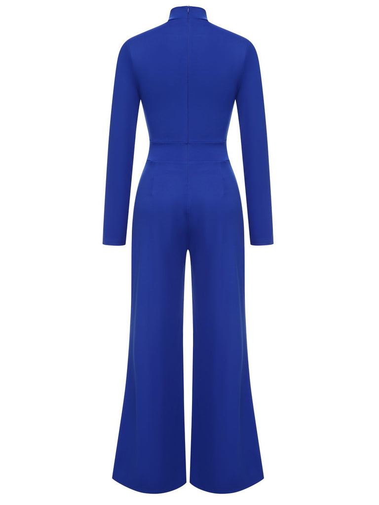 She finds her 1930s story in this 1930s Stand Collar Long Sleeve Wide Leg Jumpsuit