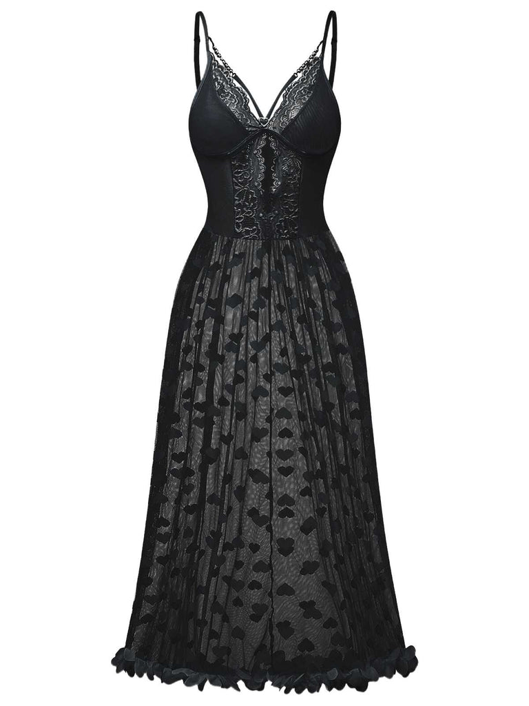 1930s Strap Lace Heart Nightgown - vintage nightgown, retro sleepwear