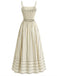 1930s Striped Spaghetti Strap Hollow Smocked Dress: beautiful vintage dress, retro fashion, elegant style with timeless appeal
