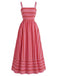 1930s Striped Spaghetti Strap Hollow Smocked Dress: beautiful vintage dress, retro fashion, elegant style with timeless appeal