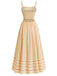 1930s Striped Spaghetti Strap Hollow Smocked Dress: beautiful vintage dress, retro fashion, elegant style with timeless appeal