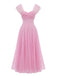 1930s Sweetheart Neck Cap Sleeve Mesh Fishbone Dress