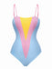 Blue 1930s Contrast Spaghetti Straps One-Piece Swimsuit - vintage swimsuit, pin-up style