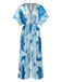 1930s Tie-Dye V-Neck Pleated Ring Jumpsuit - vintage jumpsuit, retro fashion