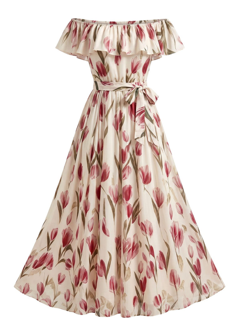 1930s Floral Halter Vintage Classic Dress 2