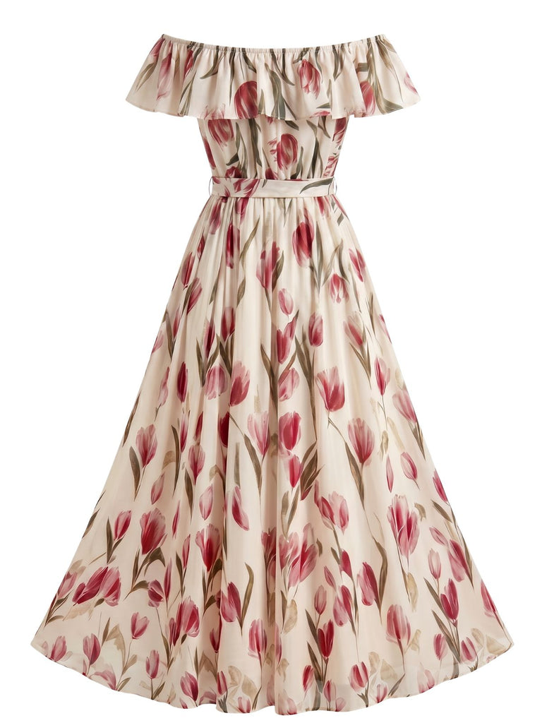 1930s Floral Halter Vintage Classic Dress 3
