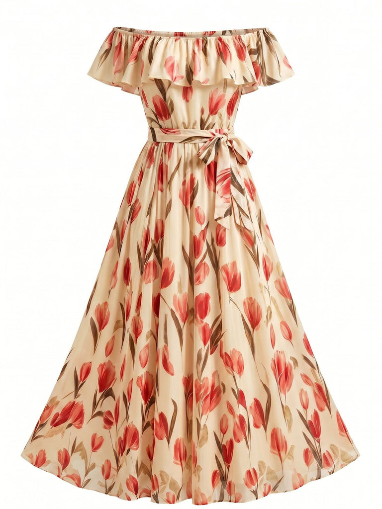 1930s Floral Halter Vintage Classic Dress 5