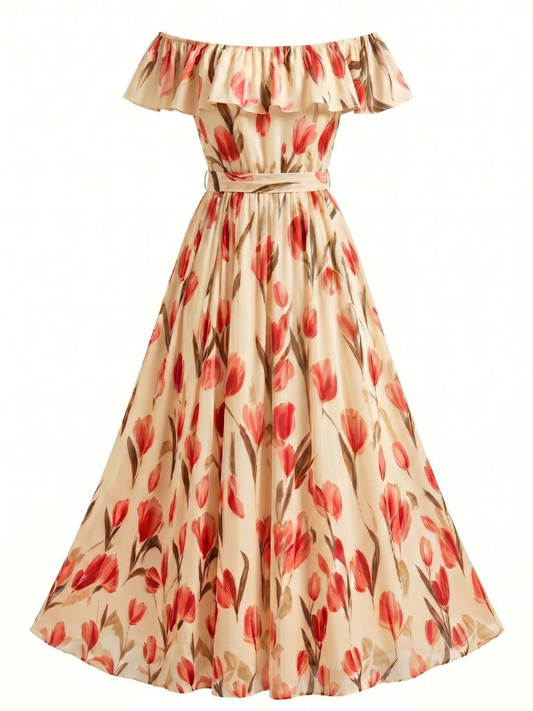 1930s Floral Halter Vintage Classic Dress 6