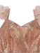 1930s V-Neck Feather Strap High Slit Sequined Dress - vintage dress, retro fashion