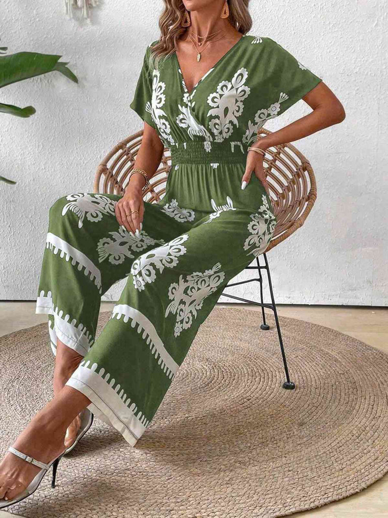1930s V-Neck National Totem Wideleg Jumpsuit: timeless 1930s elegance she makes her own