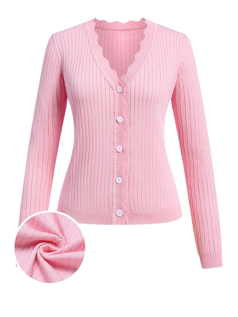 1930s V-Neck Ruffles Long Sleeve Sweater Coat - vintage fashion, retro style