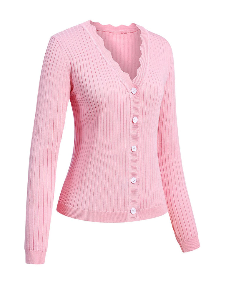 1930s V-Neck Ruffles Long Sleeve Sweater Coat - vintage fashion, retro style
