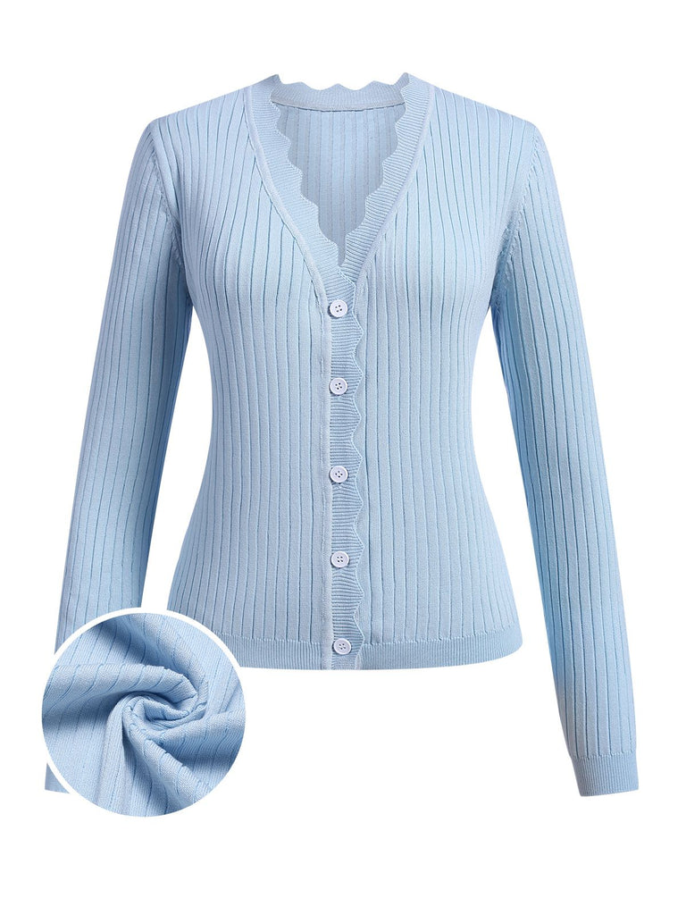 1930s V-Neck Ruffles Long Sleeve Sweater Coat - vintage fashion, retro style
